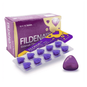 Fildena 100 mg tablet Sildenafil Citrate tablets in purple blister pack strip
