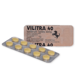 Vilitra 40 mg tablet strip packaging with Vardenafil 40mg for ED treatment