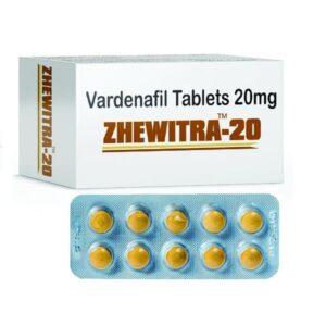 Zhewitra 20mg tablets containing Vardenafil 20mg for erectile dysfunction treatment in men