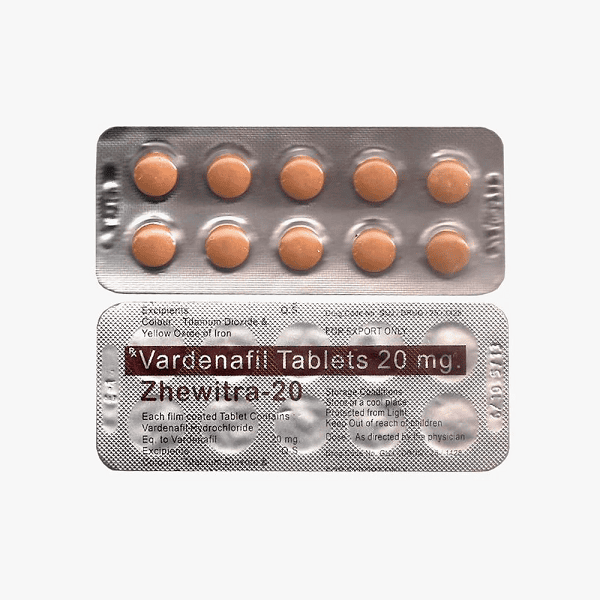 Zhewitra 20 mg (Vardenafil 20mg) 2 Buy Zhewitra 20mg (Vardenafil 20mg) online for improved erection quality and male sexual performance